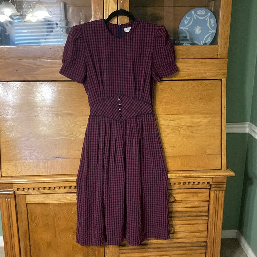 Vintage Women's Burgundy Midi Dress